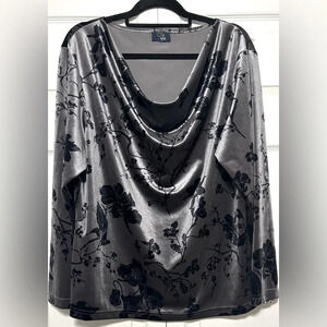 RAG Womens Velvet Floral Paisley Long Sleeve Tunic Top XXL Velour Soft